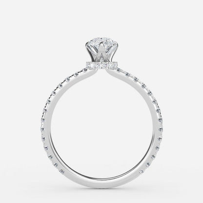 Nhẫn đính hôn kim cương nhân tạo Ambrosia Pear Hidden Halo