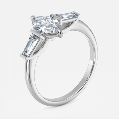 Geraldine Marquise Three Stone Engagement Ring