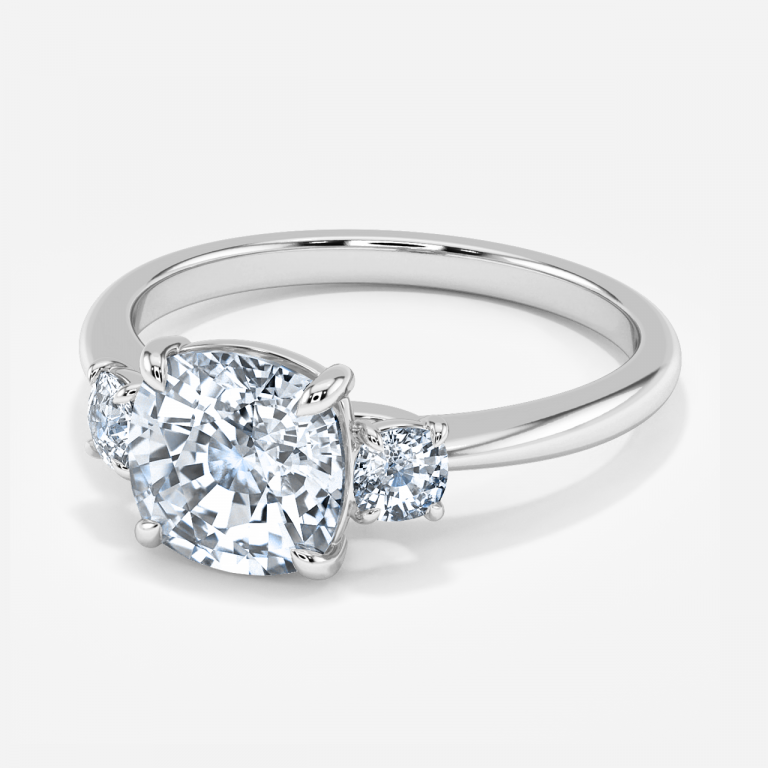 Kylie Cushion Three Stone Engagement Ring