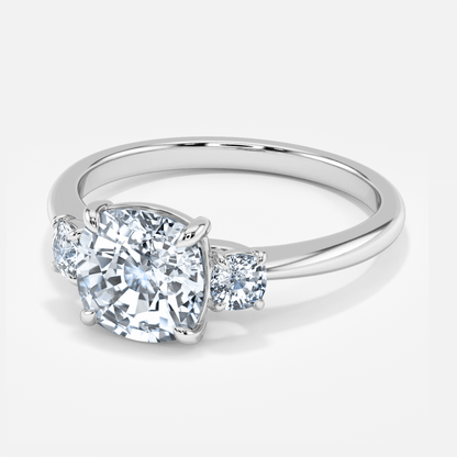 Kylie Cushion Three Stone Engagement Ring