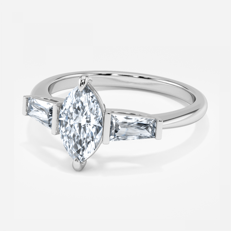 Geraldine Marquise Three Stone Engagement Ring