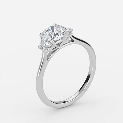 Ilene Round Lab Created Diamond Three Stone Engagement Ring