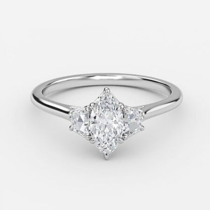 Ilene Marquise Three Stone Lab Grown Diamond Engagement Ring