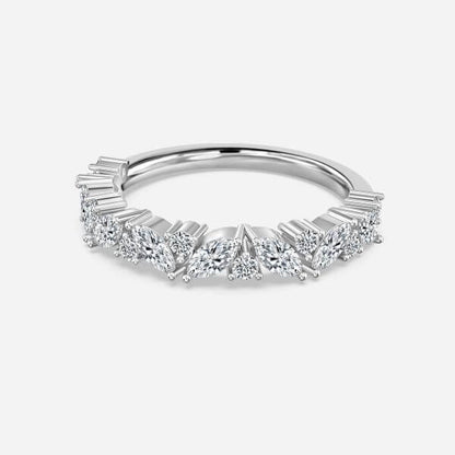 Round And Marquise Diamond Stackable Ring