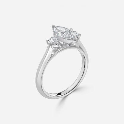 Olivia Marquise Three Stone Lab Grown Diamond Engagement Ring