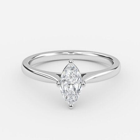 Lotus Plain Marquise Solitaire Lab Grown Diamond Engagement Ring