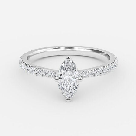 Crown Marquise Diamond Band Engagement Ring