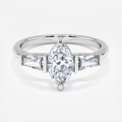 Geraldine Marquise Three Stone Engagement Ring