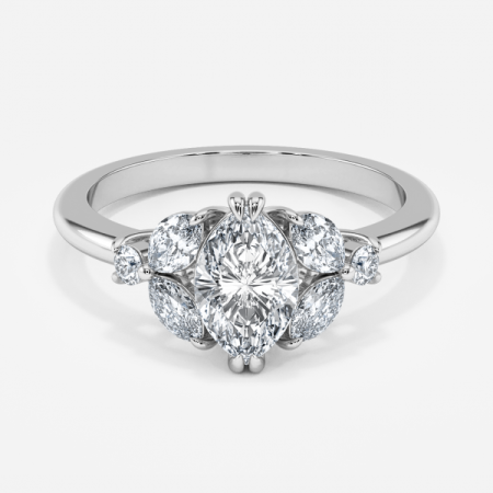 Yasmin Marquise Three Stone Lab Diamond Engagement Ring