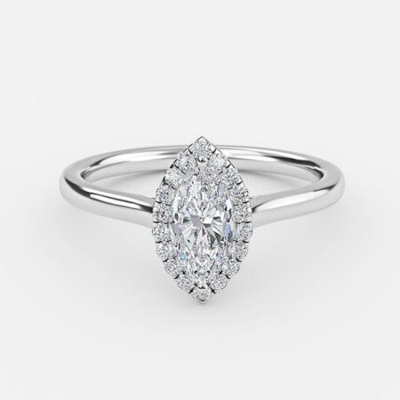 Henssy Marquise Halo Lab Grown Diamond Engagement Ring