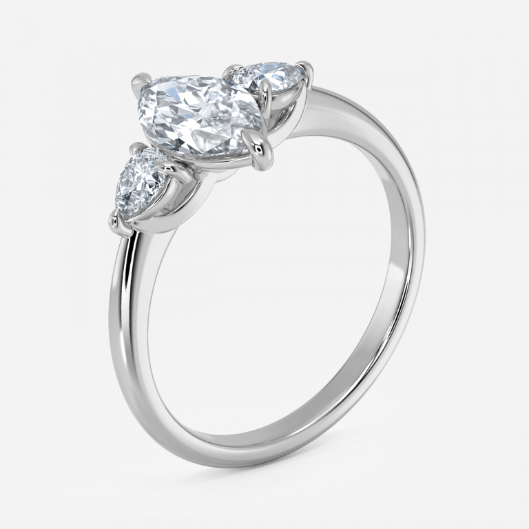 Renai Marquise Three Stone Engagement Ring