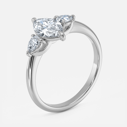 Renai Marquise Three Stone Engagement Ring