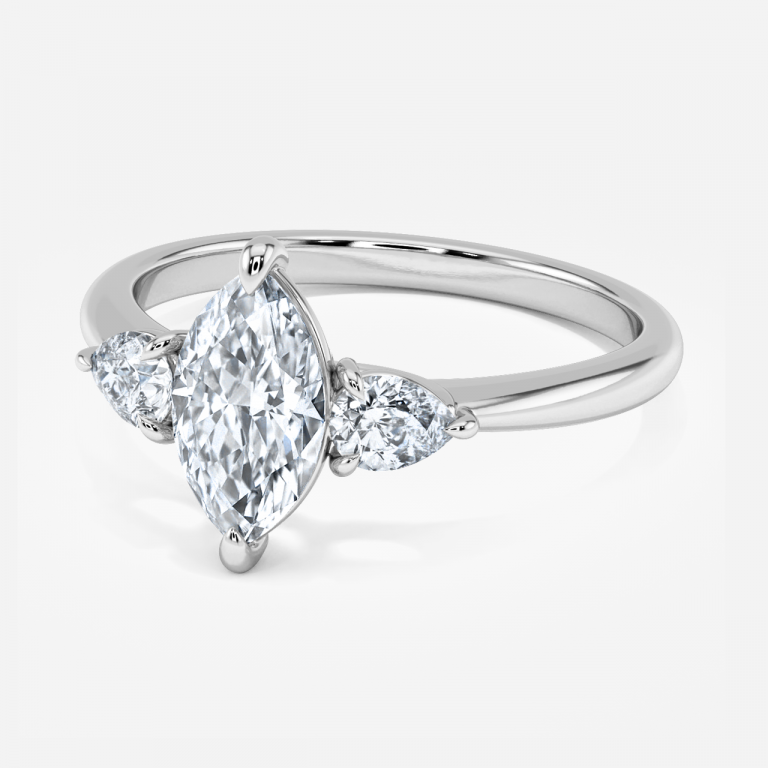 Renai Marquise Three Stone Engagement Ring