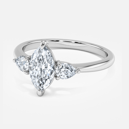 Renai Marquise Three Stone Engagement Ring