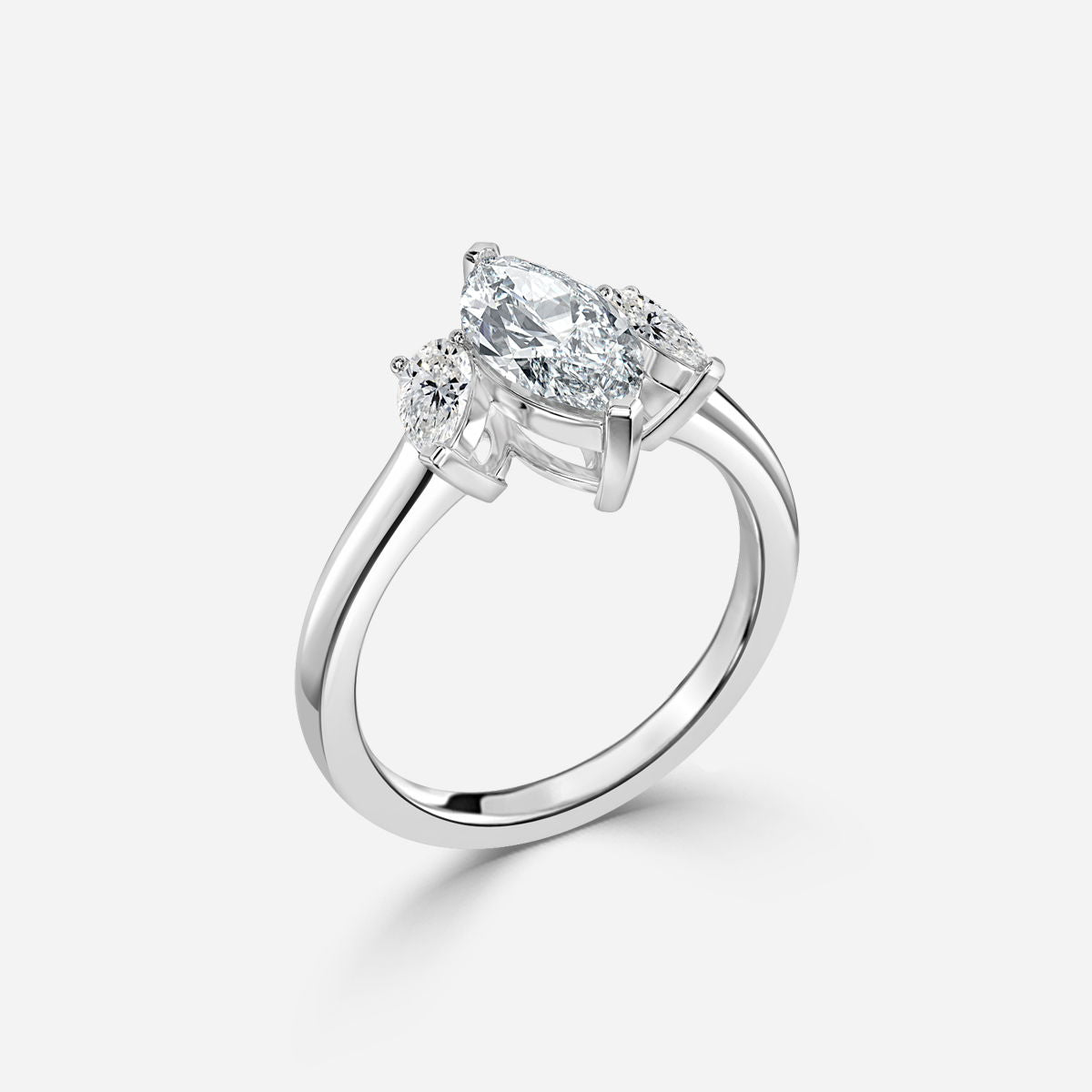 Freya Marquise Three Stone Lab Grown Diamond Engagement Ring