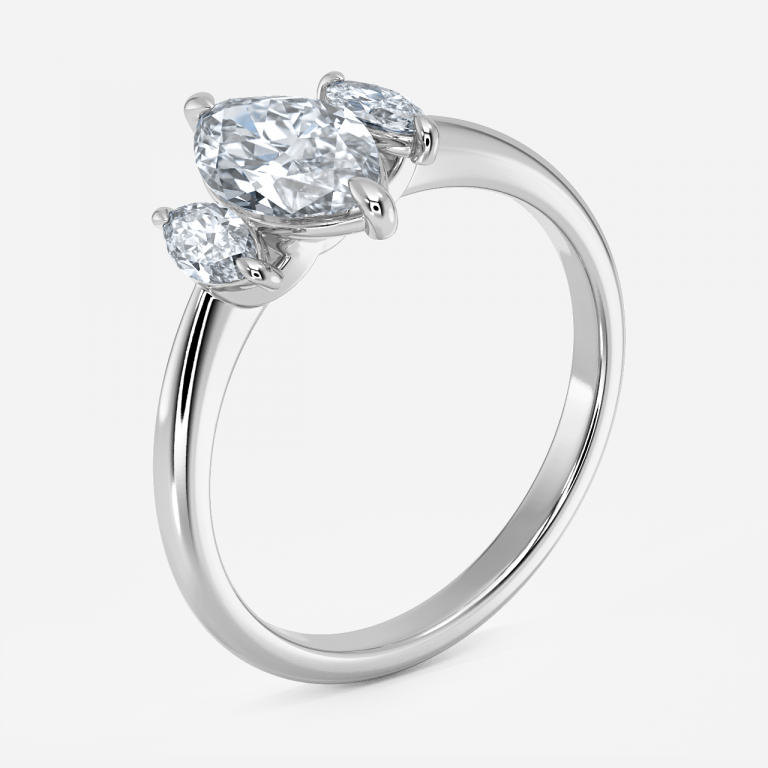 Kylie Marquise Three Stone Engagement Ring