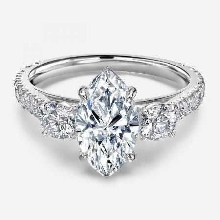 Treya Marquise Three Stone Lab Grown Diamond Engagement Ring