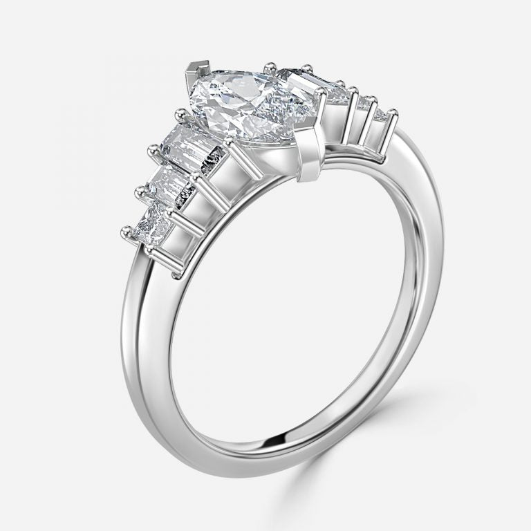 Diya Marquise Three Stone Lab Grown Diamond Engagement Ring