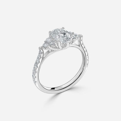 Elizabeth Pear Three Stone Lab Grown Diamond Engagement Ring