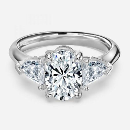 Delaila Oval Three Stone Lab Grown Diamond Engagement Ring