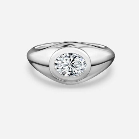 Rosy Oval Bezel Lab Grown Diamond Engagement Ring