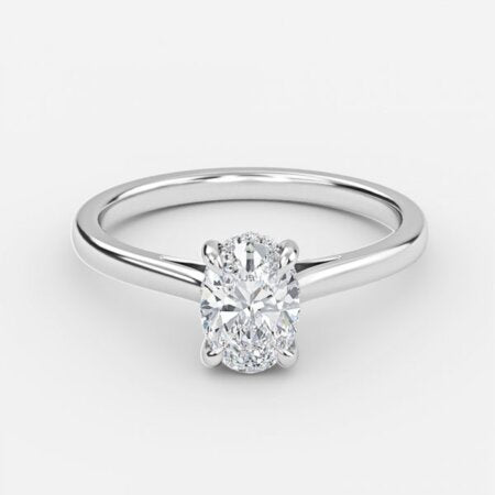 Hazal Oval Hidden Halo Lab Grown Diamond Engagement Ring