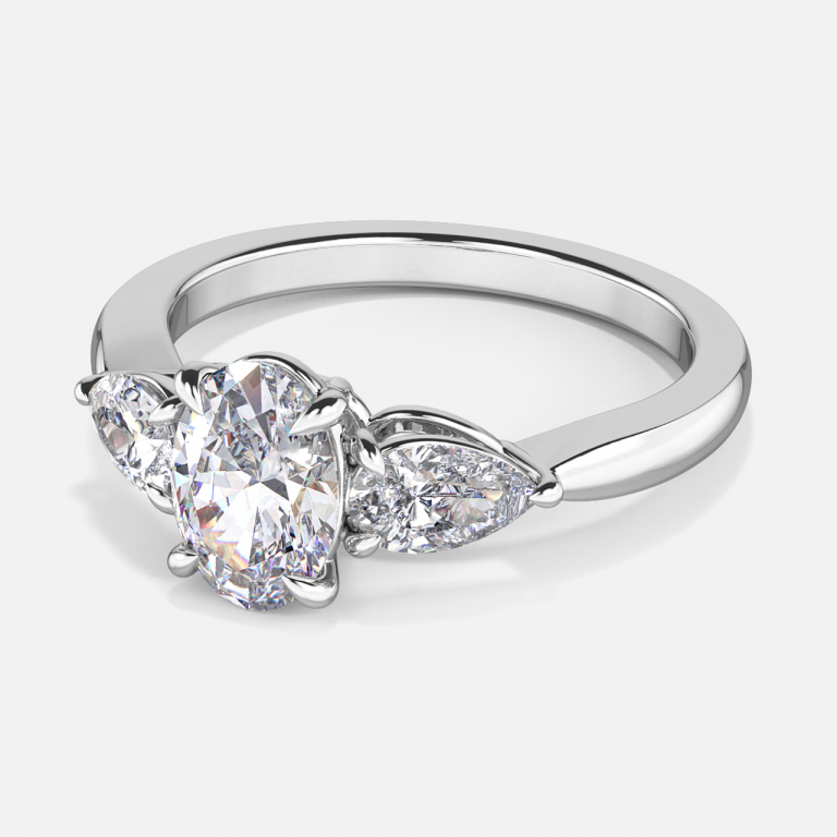 Olina Oval Three Stone Lab Grown Diamond Engagement Ring