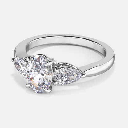 Olina Oval Three Stone Lab Grown Diamond Engagement Ring