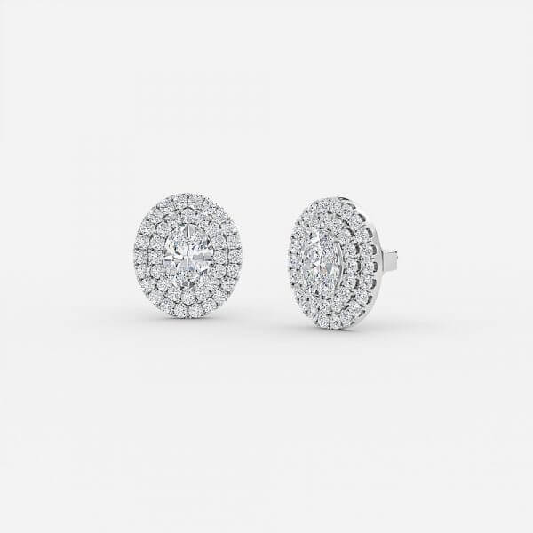 Oval Lab Grown Diamond Double Halo Earring