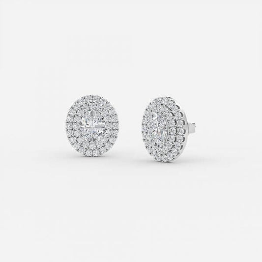 Oval Lab Grown Diamond Double Halo Earring