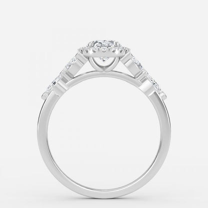 Nhẫn đính hôn kim cương nhân tạo Francis Oval Halo