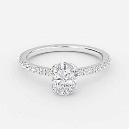 Moonlight Oval Diamond Band Engagement Ring