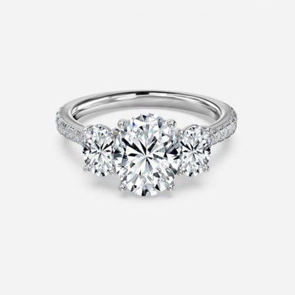 Diana Oval Three Stone Lab Grown Diamond Engagement Ring