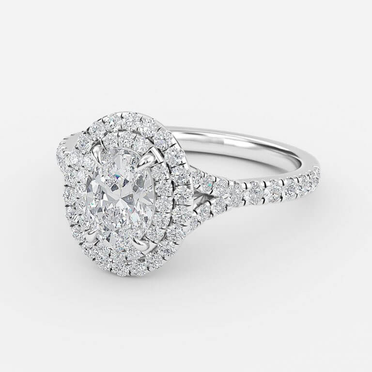 Nhẫn đính hôn kim cương nhân tạo Aalia Oval Halo