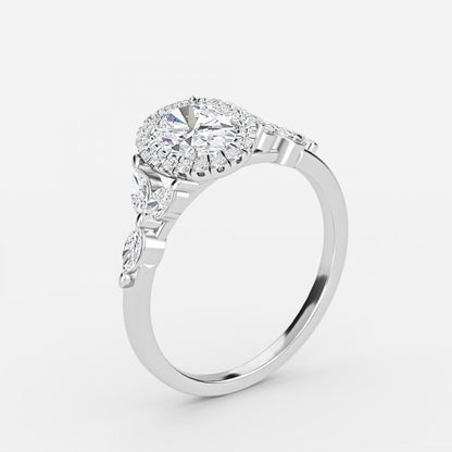Nhẫn đính hôn kim cương nhân tạo Francis Oval Halo