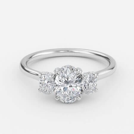 Kensley Oval Three Stone Lab Grown Diamond Engagement Ring