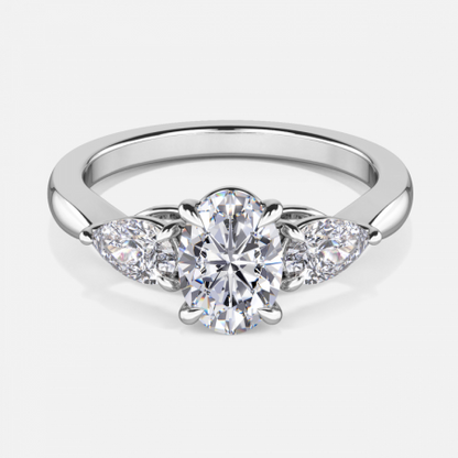 Olina Oval Three Stone Lab Grown Diamond Engagement Ring