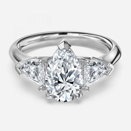 Delaila Pear Three Stone Lab Grown Diamond Engagement Ring