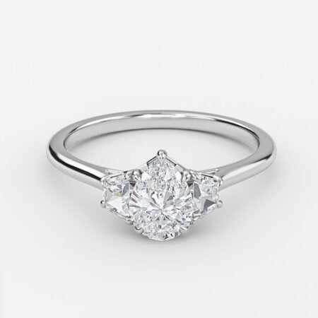 Ilene Pear Three Stone Lab Grown Diamond Engagement Ring