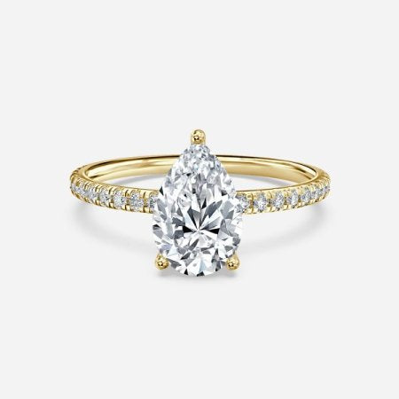 Luz De La Luna Pear Side Diamond Engagement Ring