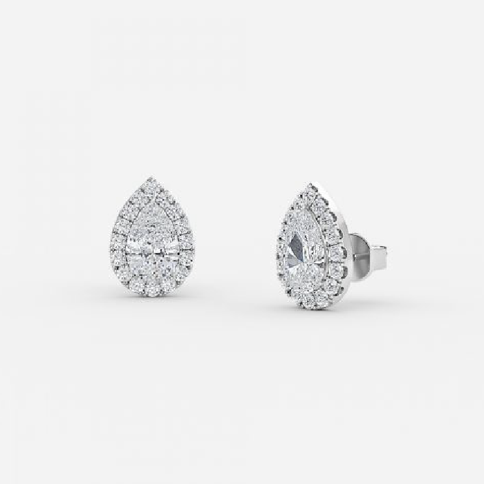 Pear Lab Grown Diamond Halo Earring