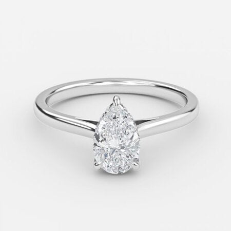 Hazal Pear Hidden Halo Lab Grown Diamond Engagement Ring