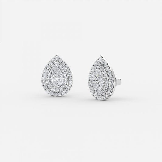 Pear Lab Grown Diamond Double Halo Earring