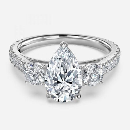 Treya Pear Three Stone Lab Grown Diamond Engagement Ring