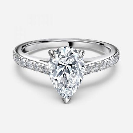 Angel Pear Side Diamond Engagement Ring