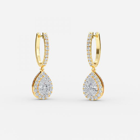 Pear Diamond Halo Drop Earring