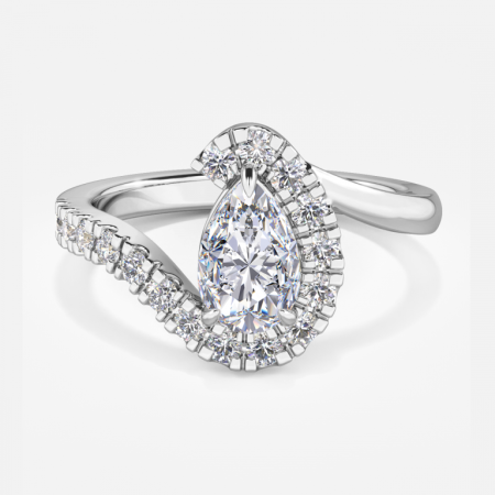 Neto Pear Halo Lab Grown Diamond Engagement Ring