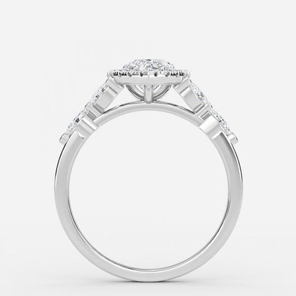 Nhẫn đính hôn kim cương nhân tạo Francis Pear Halo