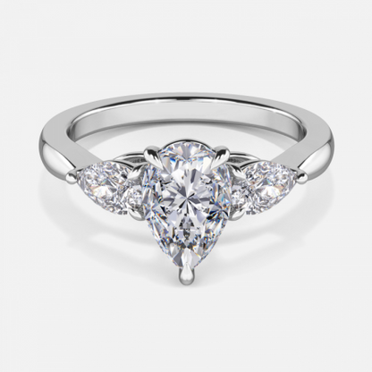 Olina Pear Three Stone Lab Grown Diamond Engagement Ring