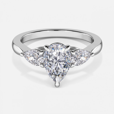 Olina Pear Three Stone Lab Grown Diamond Engagement Ring